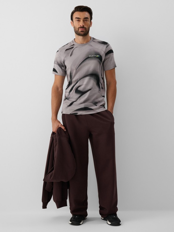 4F T-shirt regular z nadrukiem męski - czarny L