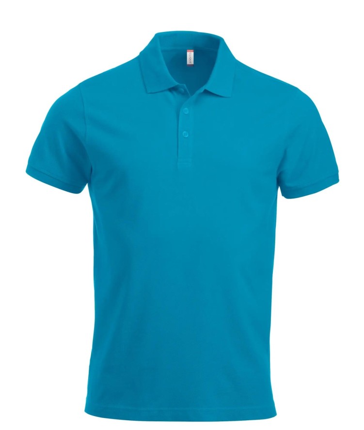 clique Classic Lincoln S/S koszulka polo z bawełny, nowoczesny krój, turkus –