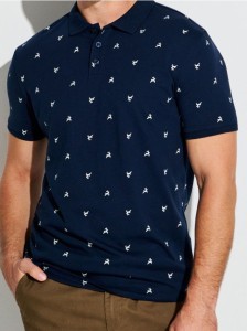 Bawełniana koszulka polo - granatowy