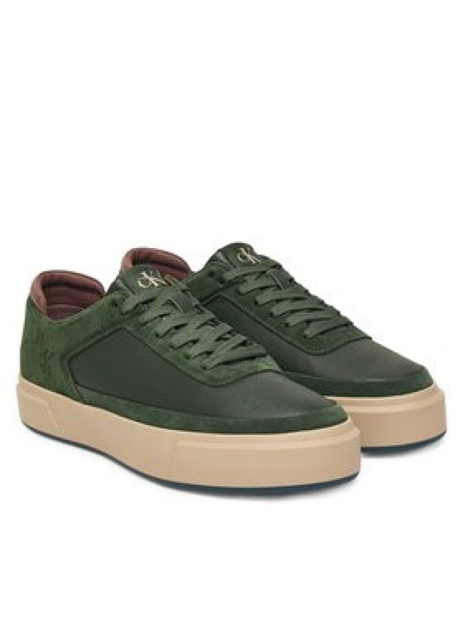 Calvin Klein Sneakersy Basket Cupsole Laceup Lth-Nu YM0YM01354 Zielony