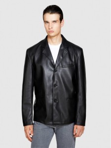 Sisley Kurtka z imitacji skóry 2NHCSW01D Czarny Regular Fit