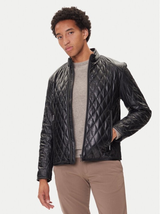 JOOP! Kurtka skórzana 17 Boys 1500150 80000851 Czarny Regular Fit