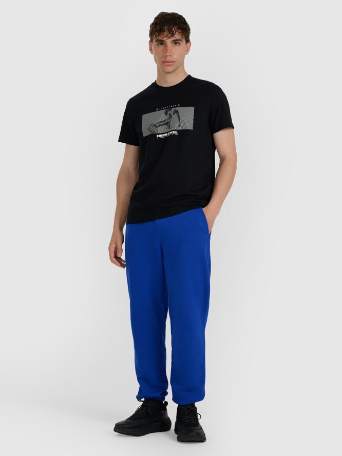 4F T-shirt regular z nadrukiem męski - czarny M