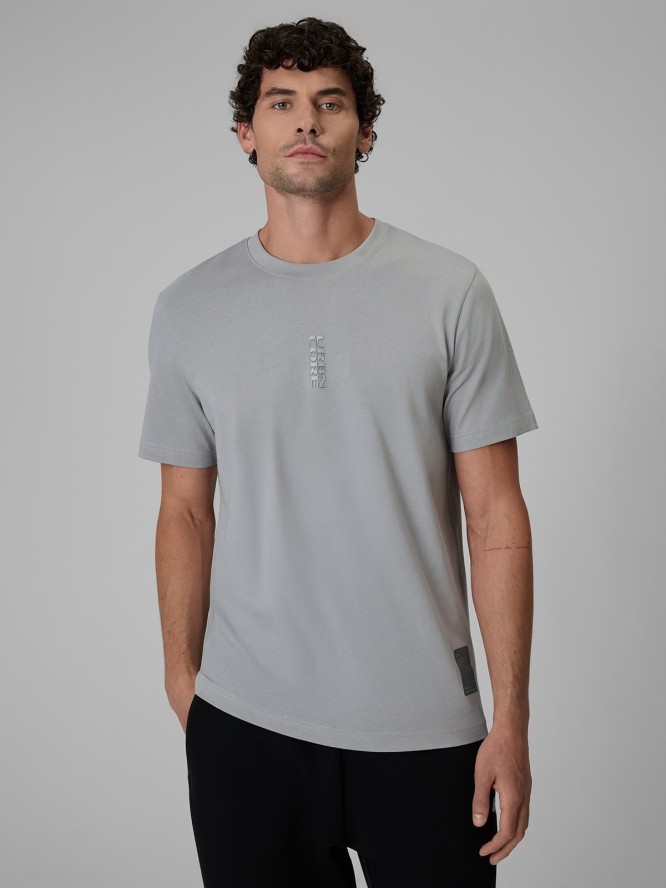 4F T-shirt regular z nadrukiem męski - szary L