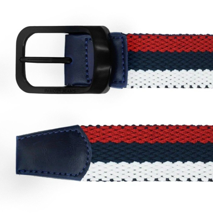 Materiałowy (Parciany) Pasek Męski - Pako Jeans - Trójkolorowy