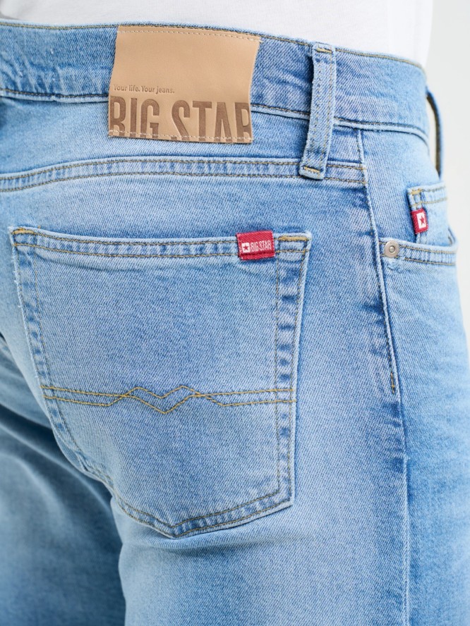Jeansy męskie dopasowane z przetarciami jasnoniebieskie Terry Slim 239