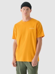 4F T-shirt oversize z nadrukiem męski - pomarańczowy XL