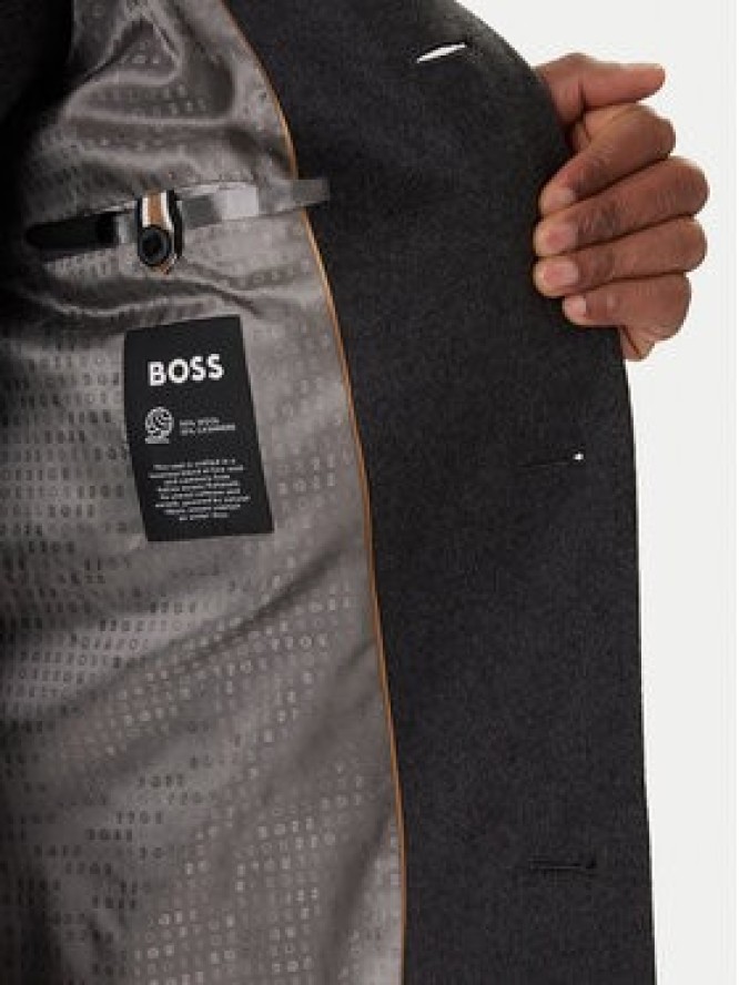 BOSS Płaszcz wełniany H-Hyde 50551078 Szary Slim Fit