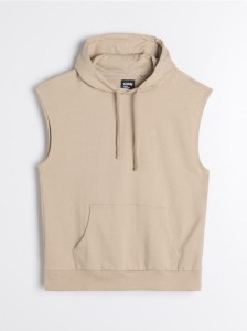 Bluza bez rękawów z kapturem - beżowy