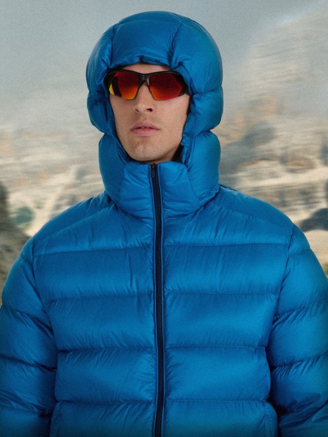 4F Kurtka puchowa trekkingowa z wypełnieniem naturalnym męska - niebieska 3XL