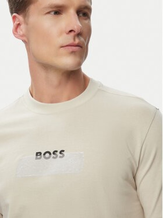 BOSS T-Shirt Logo Tape 50566606 Beżowy Regular Fit