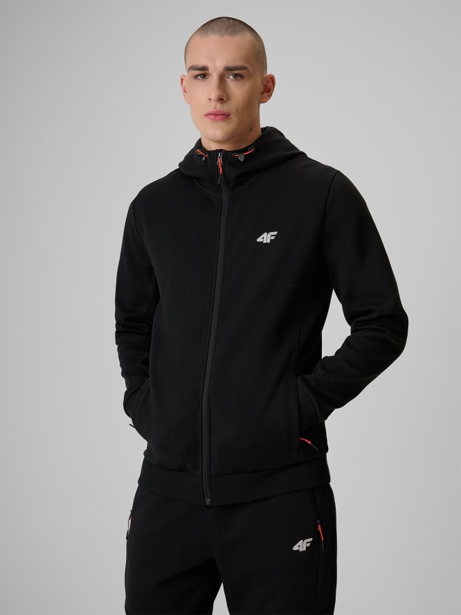 4F Bluza dresowa regular z kapturem męska - czarna L