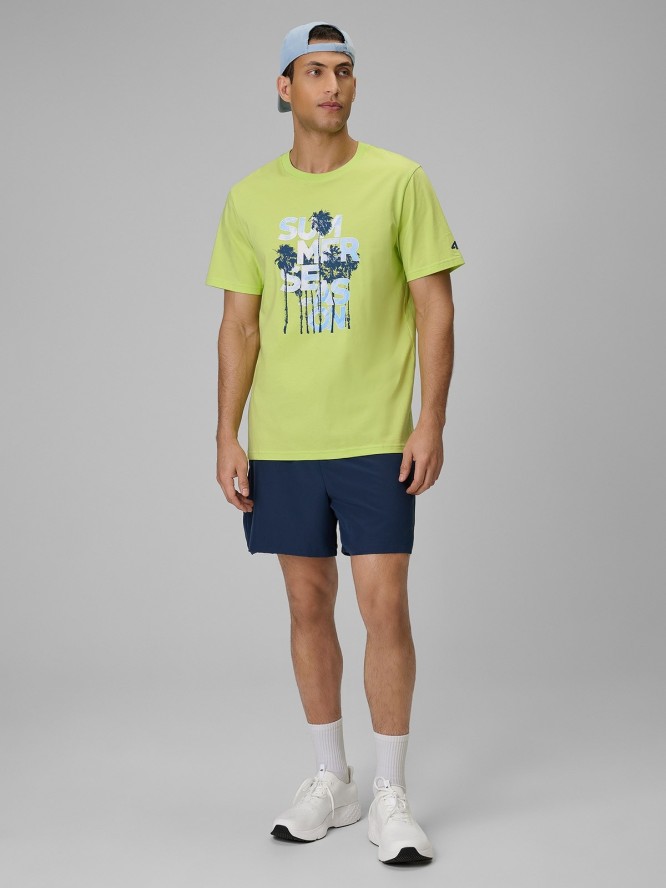 4F T-shirt regular z nadrukiem męski - zielony XL