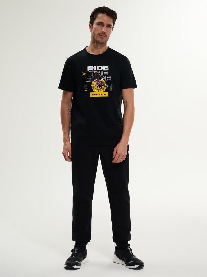 4F T-shirt relaxed z nadrukiem męski - czarny L