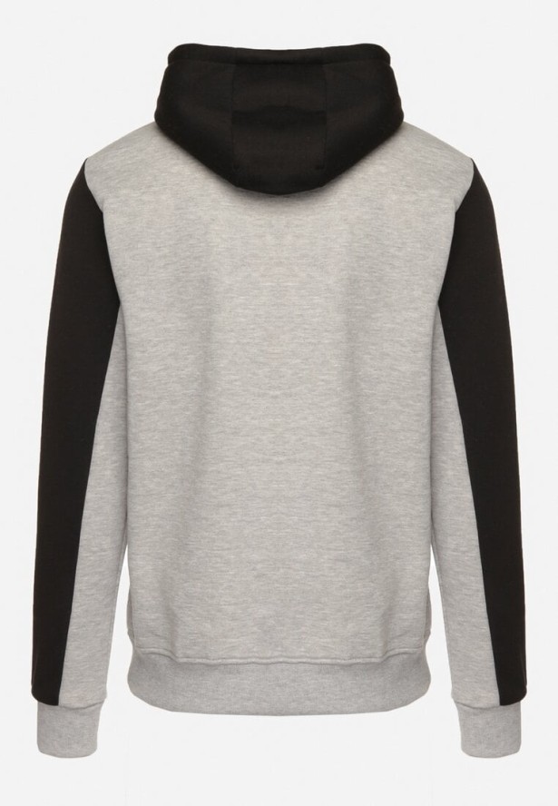 Jasnoszara Bluza z Bawełną z Kieszenią Kangurek i Kapturem Nevisara