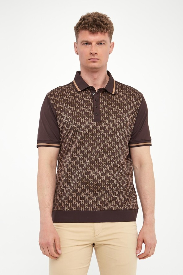 Polo męskie z nadrukiem logo KARL LAGERFELD