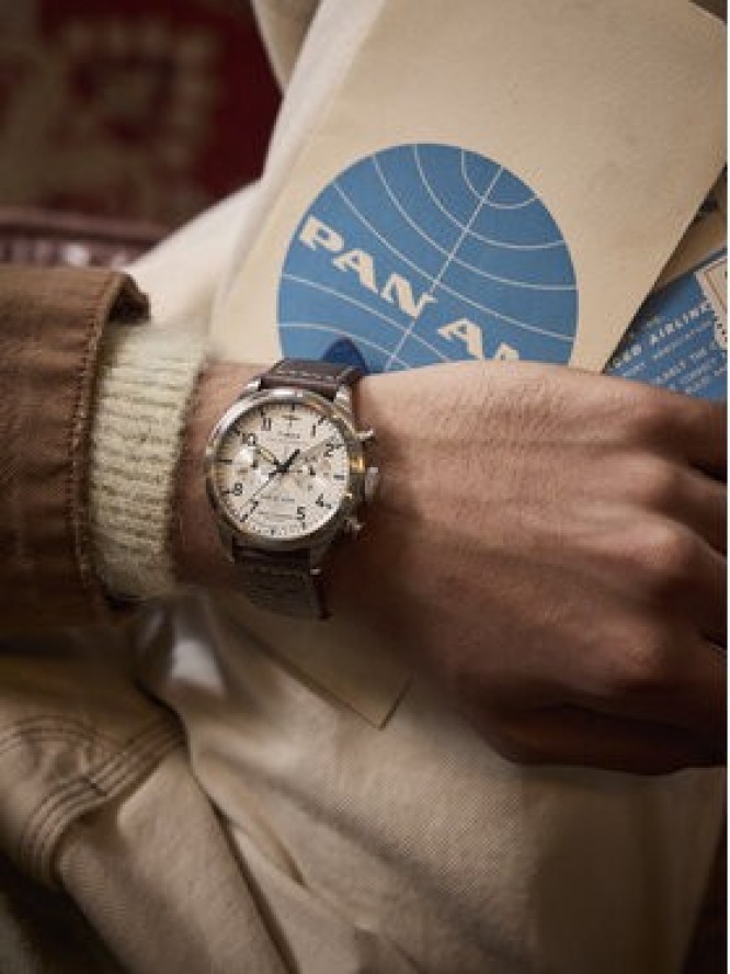 Timex Zegarek Timex x Pan Am® Waterbury Ace Chronograph TW2Y38700 Brązowy