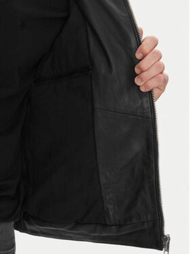 Serge Pariente Kurtka skórzana Couture Czarny Slim Fit