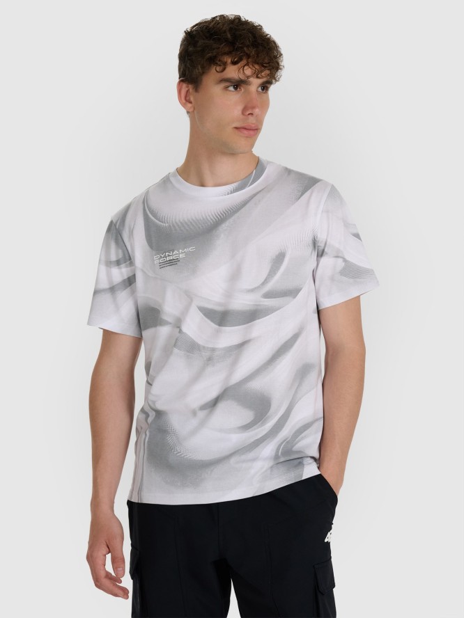 4F T-shirt regular z nadrukiem męski - biały XL