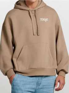 Bluza z nadrukiem na plecach - brązowy