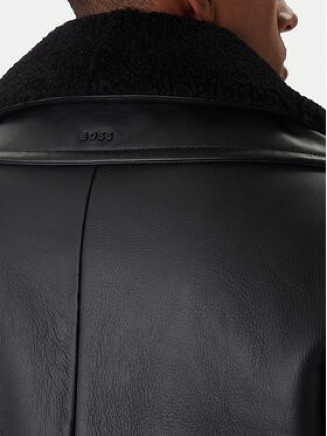 BOSS Kurtka skórzana Joglaci 50547560 Czarny Relaxed Fit
