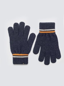 Rękawiczki męskie z kolorowym akcentem granatowe Wandegorso 404