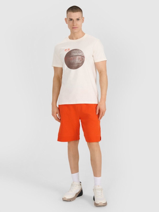 4F T-shirt regular z nadrukiem męski - biały XXL