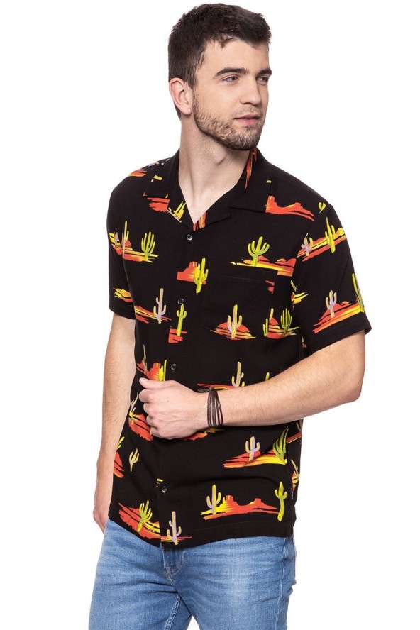 KOSZULA WRANGLER SS RESORT SHIRT BLACK W5907TI01 112129666