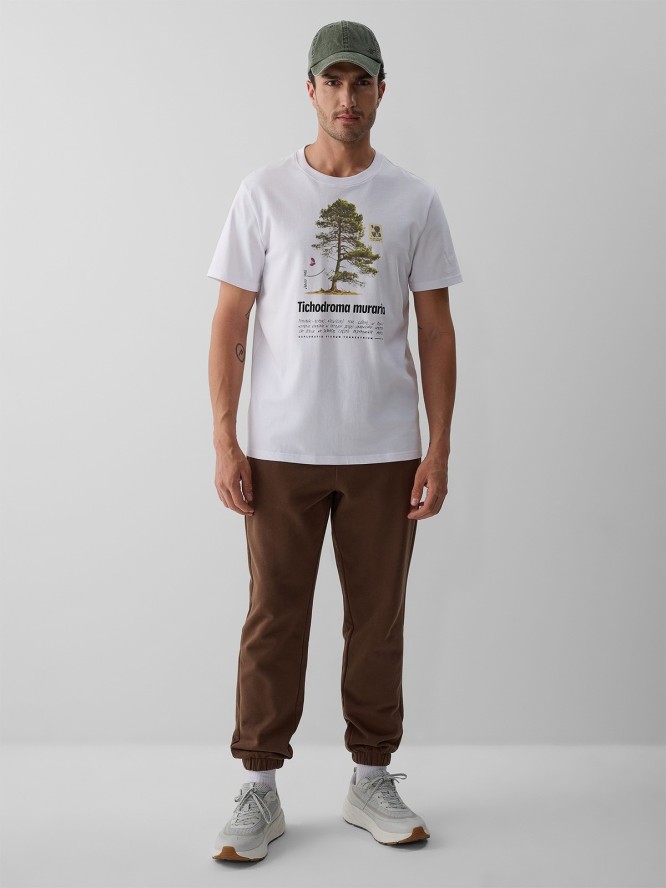 4F T-shirt regular z nadrukiem męski - biały S