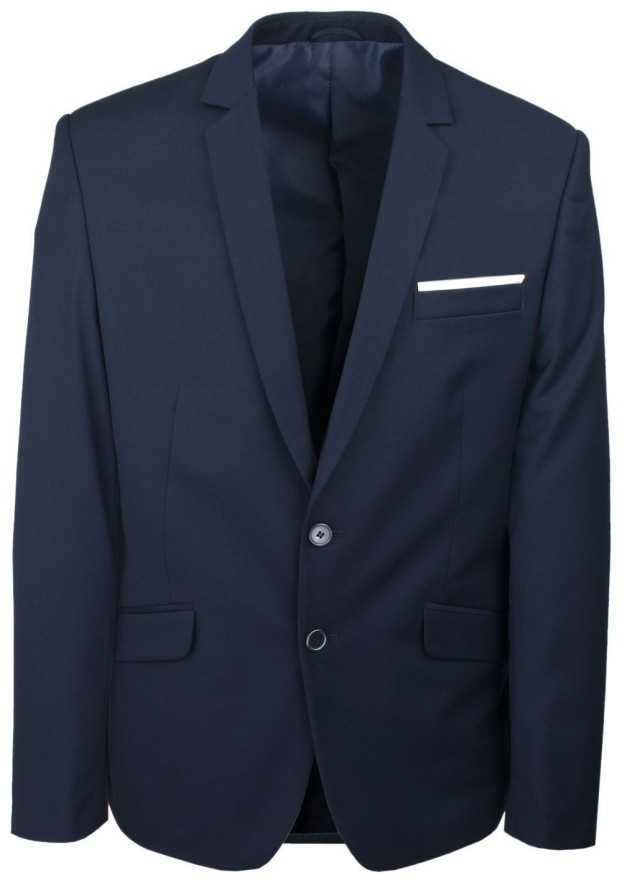 Męski, Taliowany Garnitur (Wesele, Studniówka) - Casino - Ciemny Granat