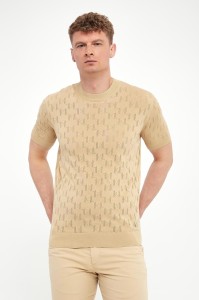 T-shirt męski z ażurowym logo KARL LAGERFELD