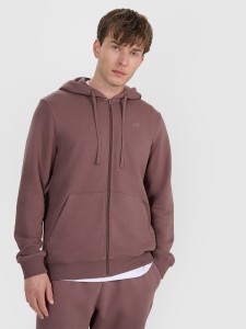 4F Bluza dresowa rozpinana z kapturem męska - brązowa S