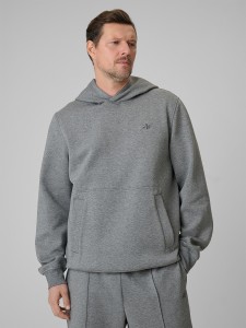 4F Bluza dresowa regular z kapturem męska - szara S
