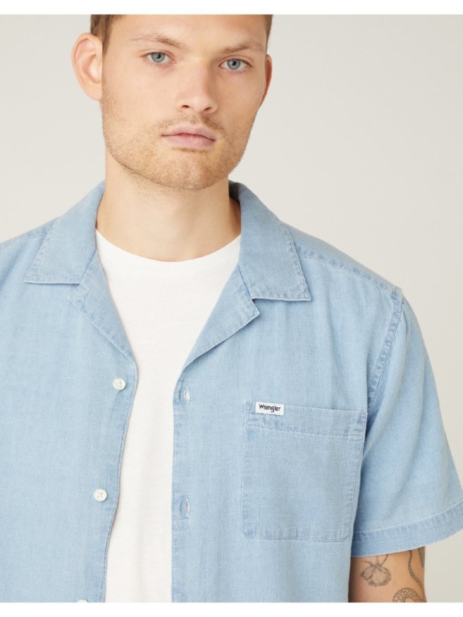 WRANGLER LS 1 PKT SHIRT MĘSKA KOSZULA JEANSOWA LIGHT INDIGO W5D6LOX4E 112146113