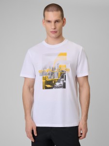 4F T-shirt regular z nadrukiem męski - biały XXL