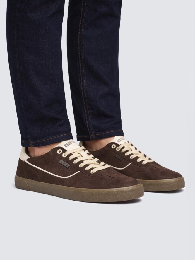 sneakersy męskie z jasnymi akcentami brązowe tt174092 803