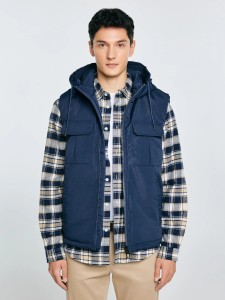 Kamizelka męska z kapturem granatowa Yves 403