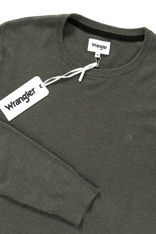 MĘSKI SWETER WRANGLER CREW KNIT DUSTY OLIVE W85672P45 112132246