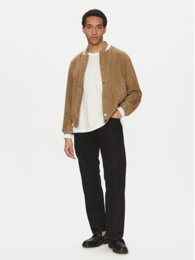 HUGO Kurtka skórzana Ledam 50534326 Beżowy Relaxed Fit