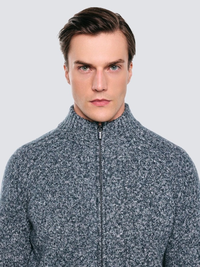 Sweter męski rozpinany melanżowy niebieski Dionis 402