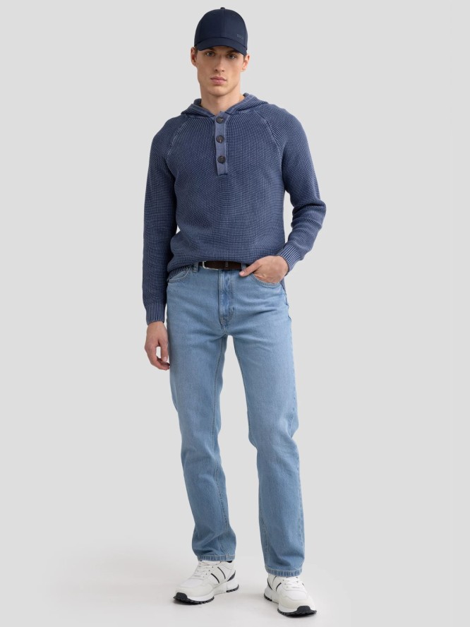 Sweter męski z kapturem granatowy Carlson 403