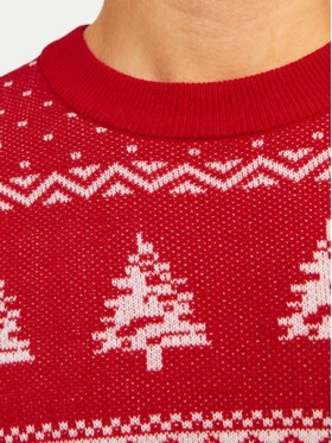Jack & Jones Sweter Xmas Gabriel 12266118 Czerwony Regular Fit