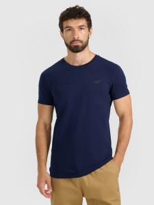 4F T-shirt slim gładki męski - granatowy XXL