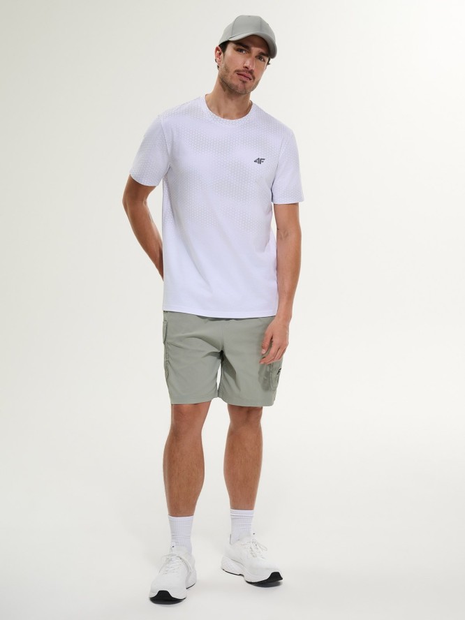 4F T-shirt regular z nadrukiem męski - biały XL