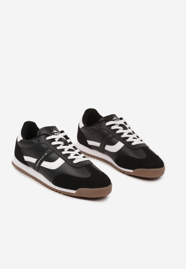 Czarne Buty Sportowe Sneakersy z Geometrycznym Wzorem Tatirielin