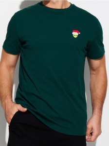 Bawełniana koszulka z nadrukiem - ciemny turkus