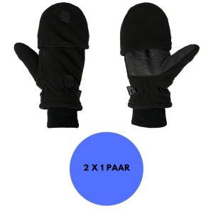 Rękawiczki termiczne z palcami - Męskie - Czarne - 2 pary