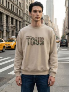 Bluza crewneck z napisem - beżowy