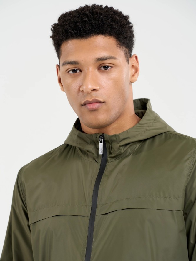 Kurtka męska ze ściągaczami z kapturem khaki Ronabi 303