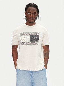 Tommy Jeans T-Shirt Paisley Flag DM0DM20810 Beżowy Relaxed Fit